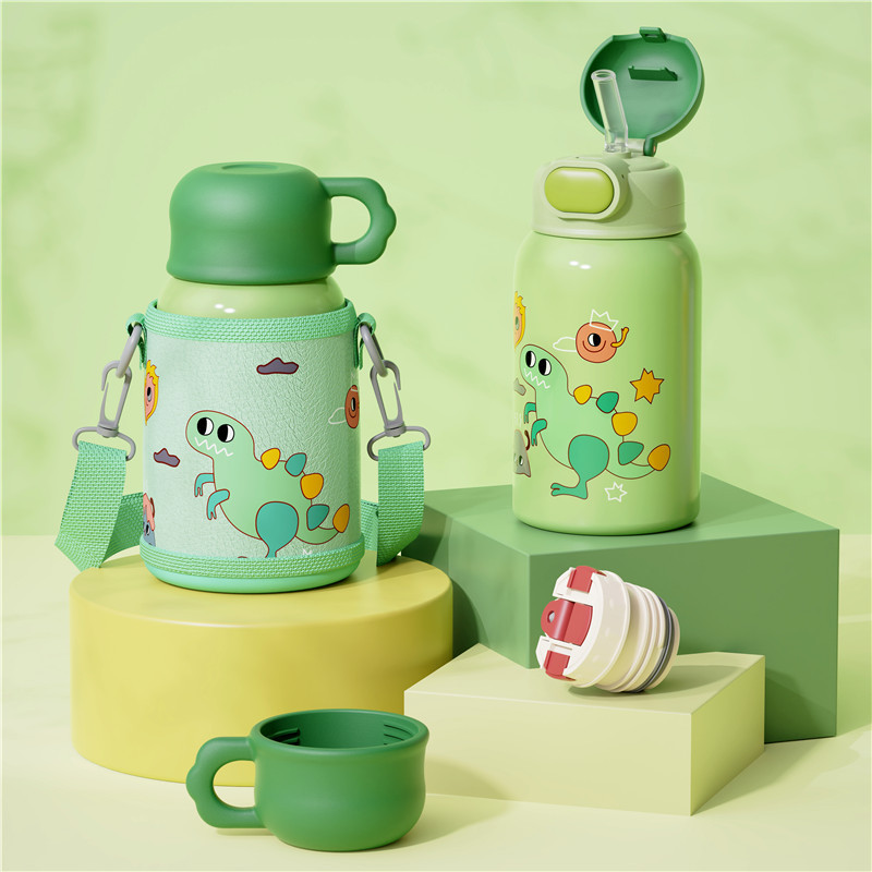 316 Smart Straw Water Cup Stainless Steel Cute Graffiti Children's Thermos Mug Student Kettle Portable Creative Cup