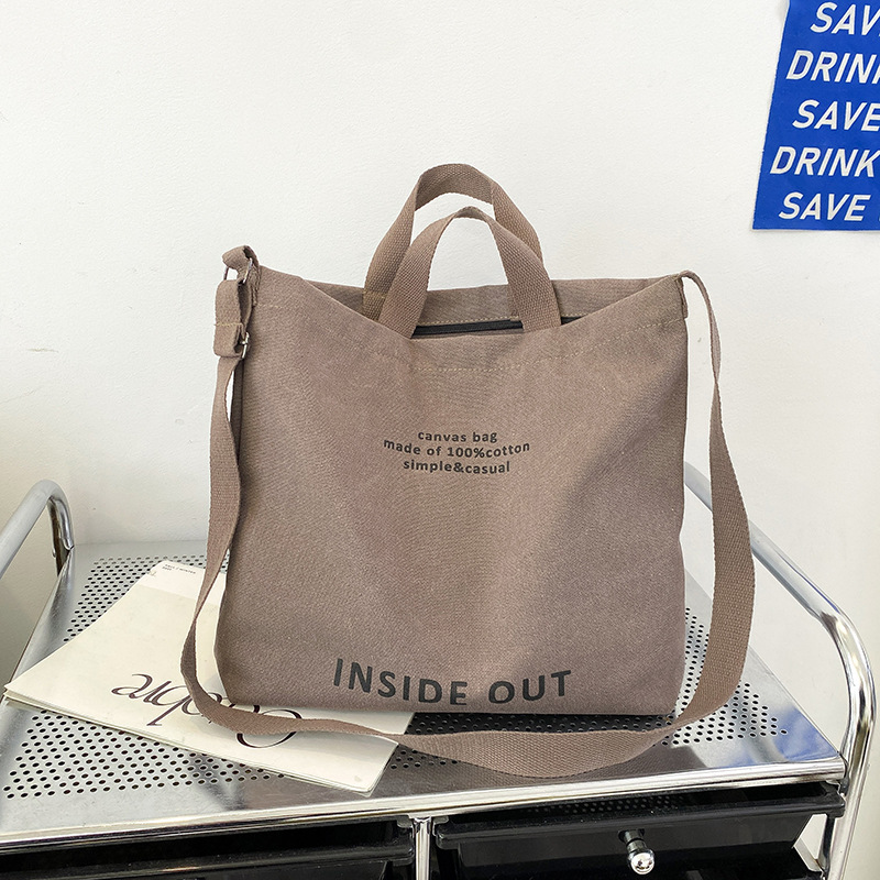 Japanese Style Canvas Unisex Crossbody Bag Washed Canvas Thickened Handbag Large Capacity Trendy Urban Art School Bag