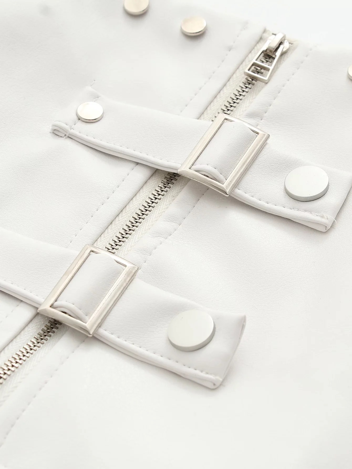 外贸女装欧美风2021秋季新款高腰拉链开叉纯色铆钉百褶半身裙皮裙