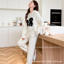 秋冬加厚半边绒居家服女新款高级感睡衣套装可爱甜美风睡衣可外穿