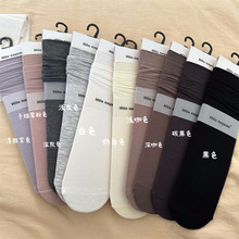 24春夏南业新款直板堆堆袜无骨韩版小众设计师款纯色轻薄中筒女袜