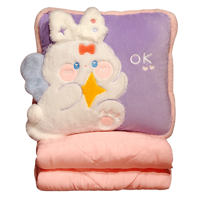 Rabbit Pillow Blanket Office Air Conditioner Quilt Car and Sofa Pillow Blanket Sub-Dual-Use Two-in-One Car Pillow Blanket