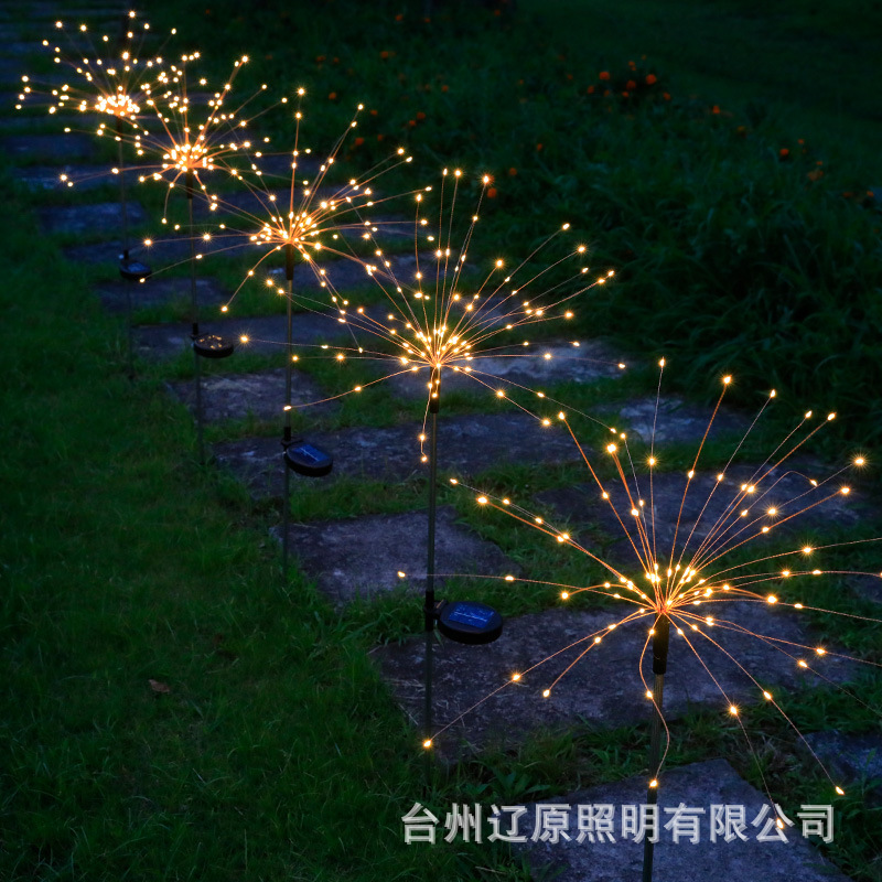 Cross-Border Outdoor 0603led Solar Floor Outlet Fireworks Lamp Dandelion Lamp Holiday Courtyard Lawn Decoration