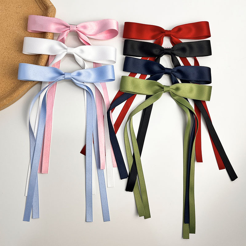 Japanese and Korean Ribbon Tie Hair Bow Ribbon Hairpin Female Sweet Cute Duckbill Clip Simple All-Match Internet Celebrity Hair Accessories