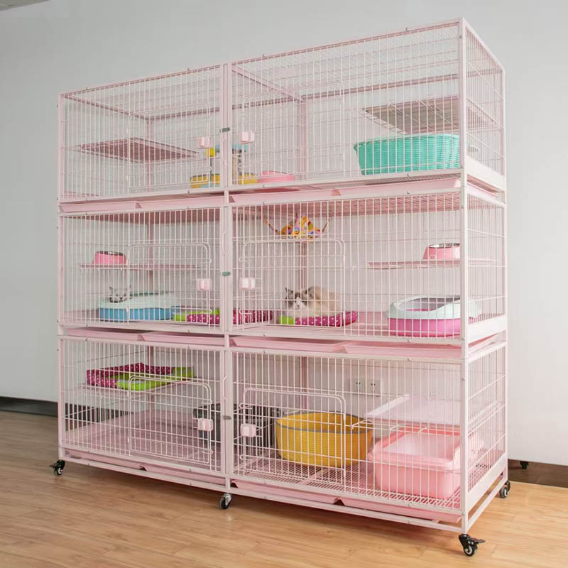 大型三层繁育猫笼210cm两米一长展示寄养隔离繁育大平台带隔断粉