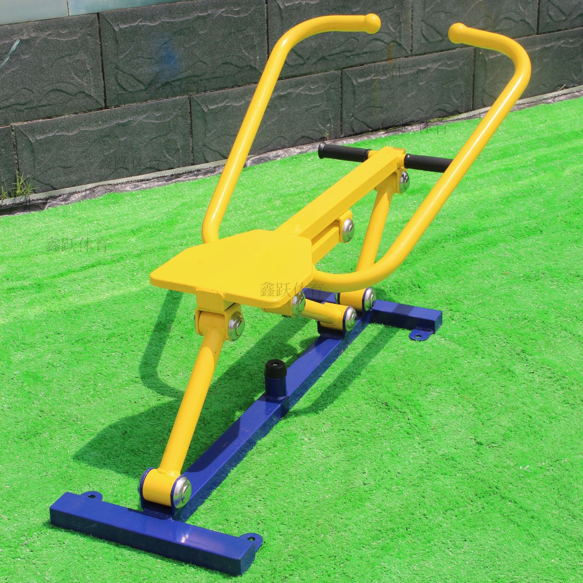 室外自重式划船机小区学校健身器材户外健身路径蓝黄色划船器
