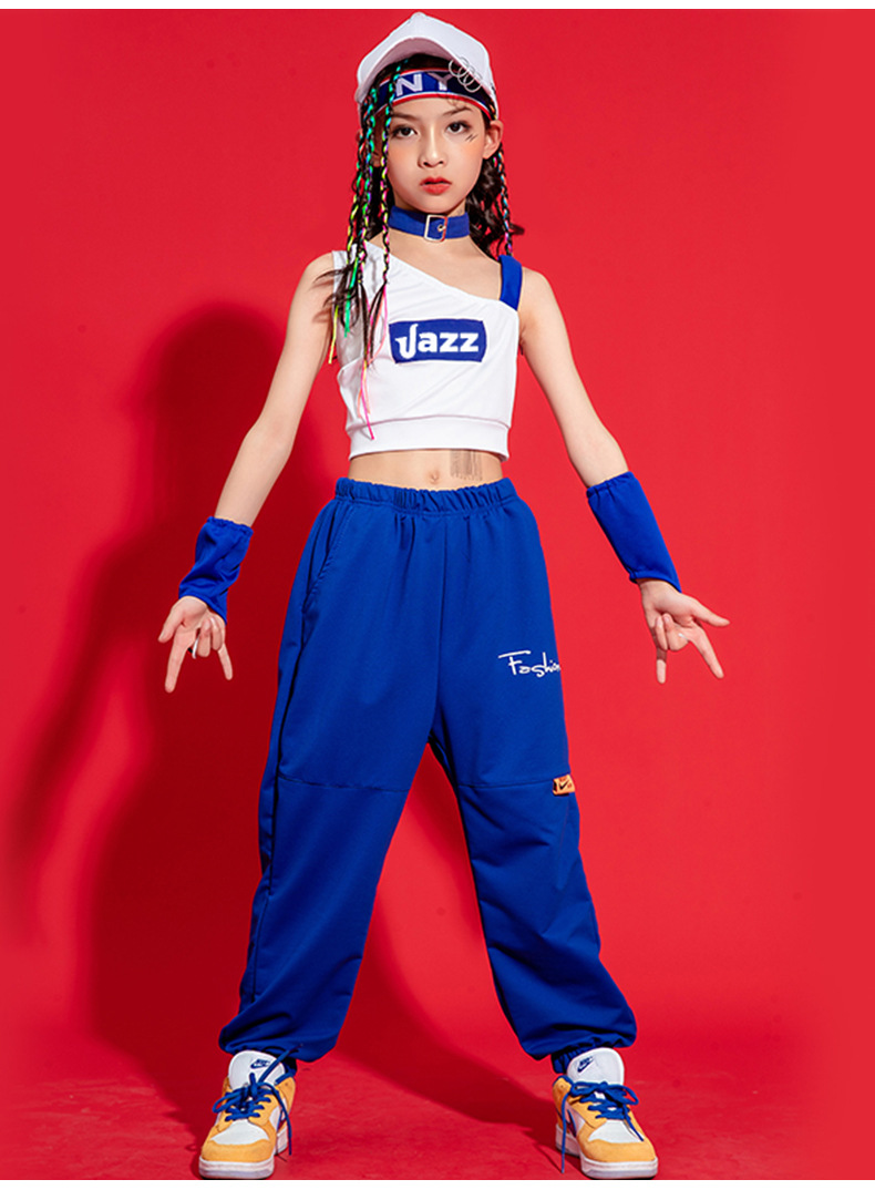 女童爵士舞露脐演出服街舞套装嘻哈六一走秀少儿hiphop表演服夏季