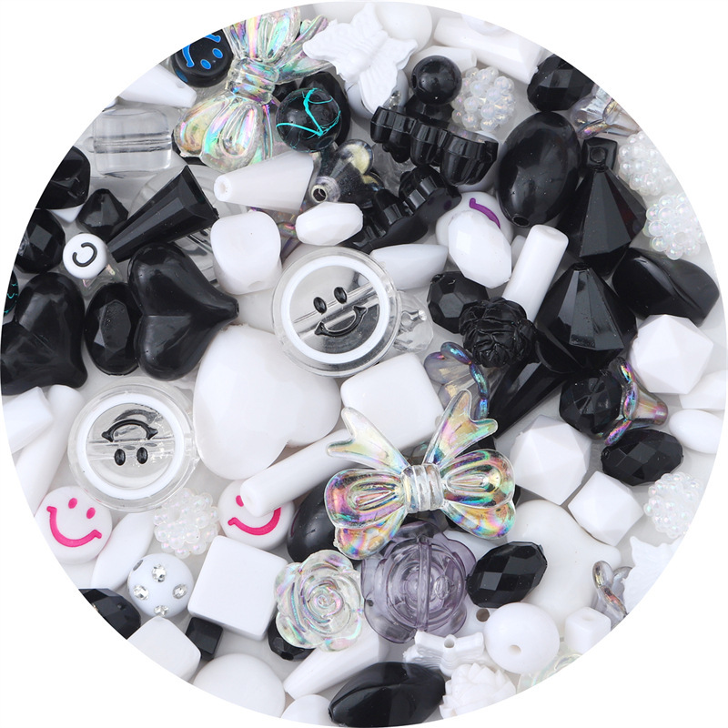 100G Random Mixed Beaded Loose Beads Acrylic Dripping Transparent Beads DIY Children Headwear Mobile Phone Charm Material Package