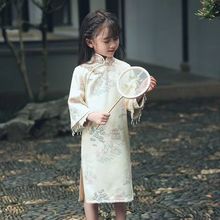 女童旗袍2024新款春季长袖中式改良高端洋气小女孩国风汉服连衣裙