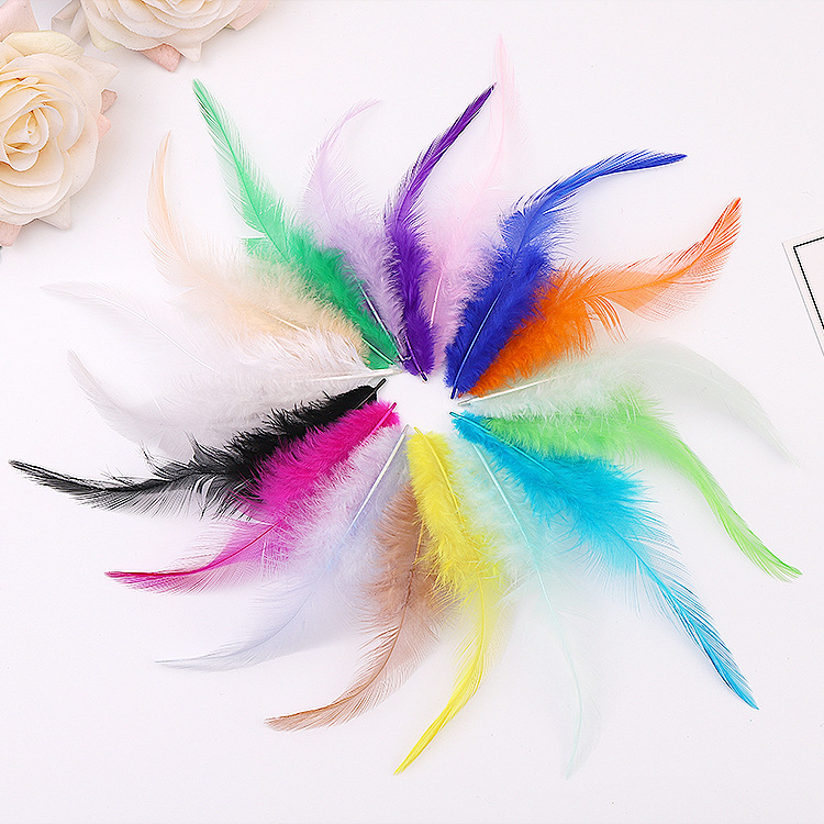 Factory in Stock Supply White Male Chicken Feather Dreamcatcher Feather DIY Accessory Colorful Feather 50 Pcs/Pack