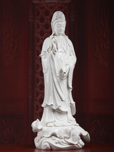28吋大尺寸观音立荷南海观世音菩萨佛像供奉家用站像摆件德化白瓷