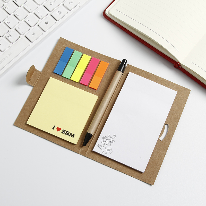 便签本定制创意记事本牛皮纸日记本简约绑带笔记本带笔便利贴套装