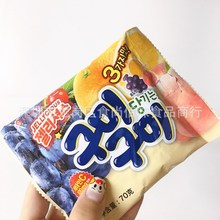 批发韩国进口乐天混合水果味软糖QQ糖水果糖休闲网红零食糖果 70g