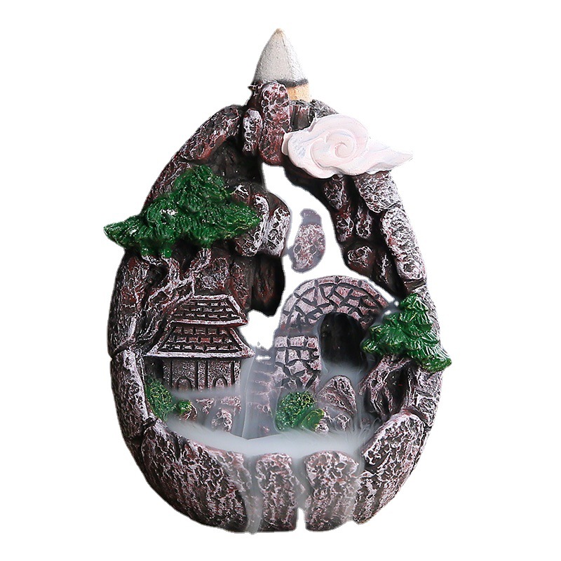 Cross-Border Backflow Incense Burner Creative Home Decoration Resin Crafts Sandalwood Incense Burner High Mountain and Flowing Water Incense