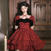 荆棘蔷薇原创lolita裙正版短袖op三段式蓬蓬裙红色洛丽塔洋装lo裙