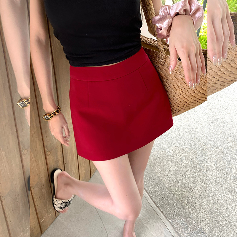 本期 单品 夏日拍照 正红色小短裙-阿里巴巴