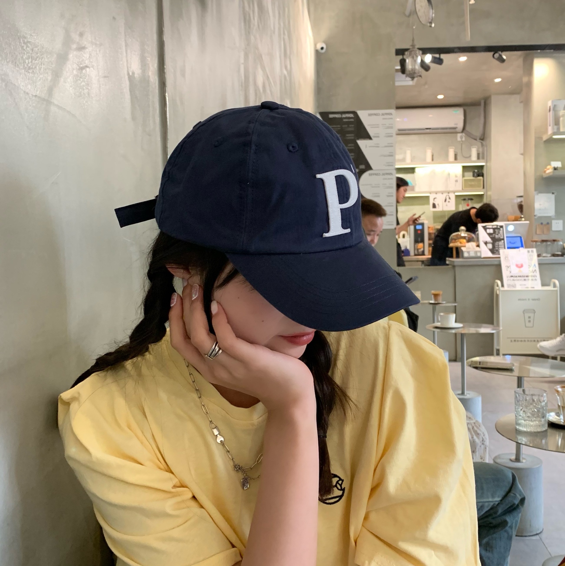 2021大字母p软顶鸭舌帽女ins网红时尚休闲棒球帽夏季遮阳帽子男潮