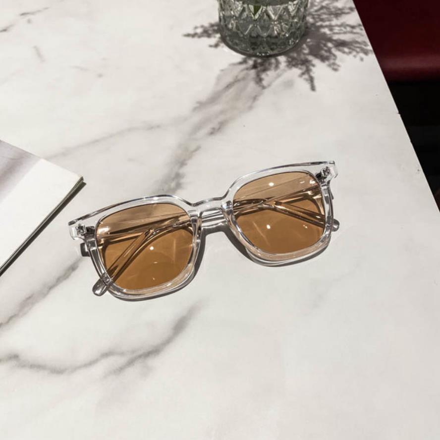 2022 New Brown Sunglasses Xiaohongshu Same Style Retro Square Frame Sunglasses Women's Fashion All-Matching Men's Glasses Fashion