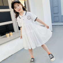 女童公主裙2023年夏季新款儿童纯棉韩版连衣裙短袖仙气立领休闲裙
