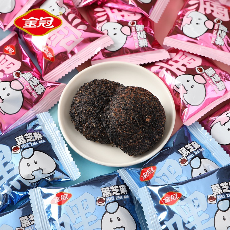 金冠黑芝麻夹心巧克力脆皮棉花糖爆浆软糖果零食散装(代可可脂)