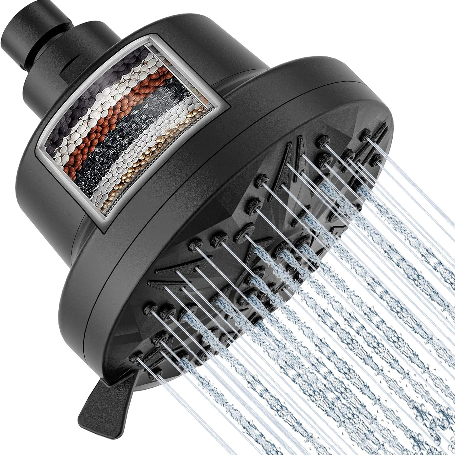 外贸跨境过滤花洒头 美式暗装哑黑5英寸8功能增压带过滤淋浴顶喷