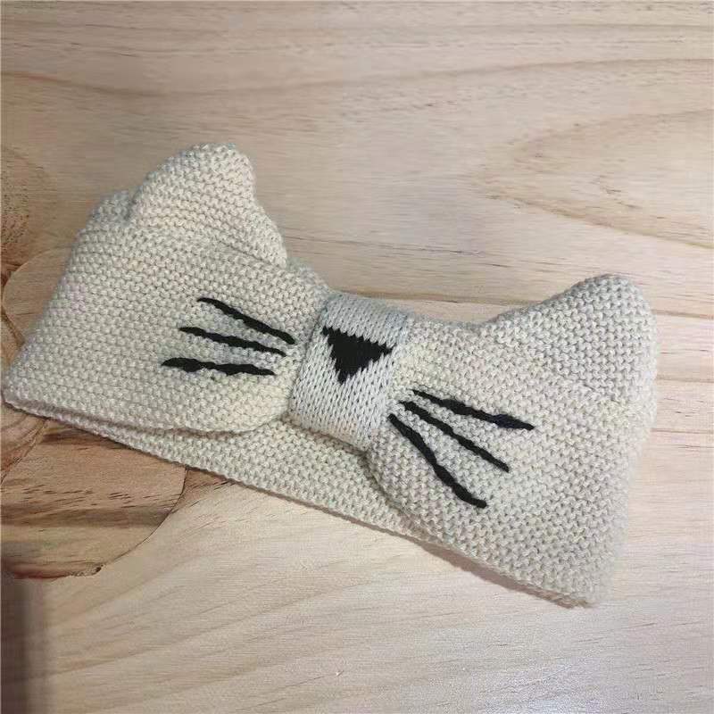 Japanese and Korean-Style Short Forehead Hair Accessories Women's Net Red Korean-Style Cartoon Wool Hair Band Cute Cat-Shaped Knitted Hair Band