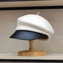 唐嫣同款韩版秋冬天毛呢平顶海军帽复古贝雷报童帽鸭舌八角帽子女