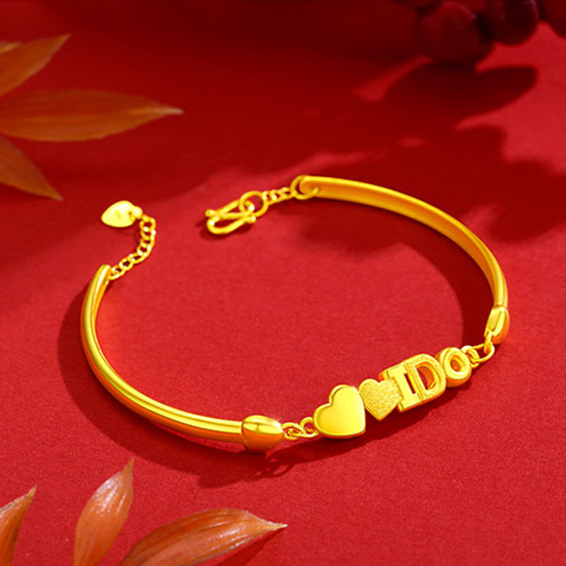 越南沙金ido弯形手链女铜镀金仿黄金手镯久不掉色手饰首饰礼物
