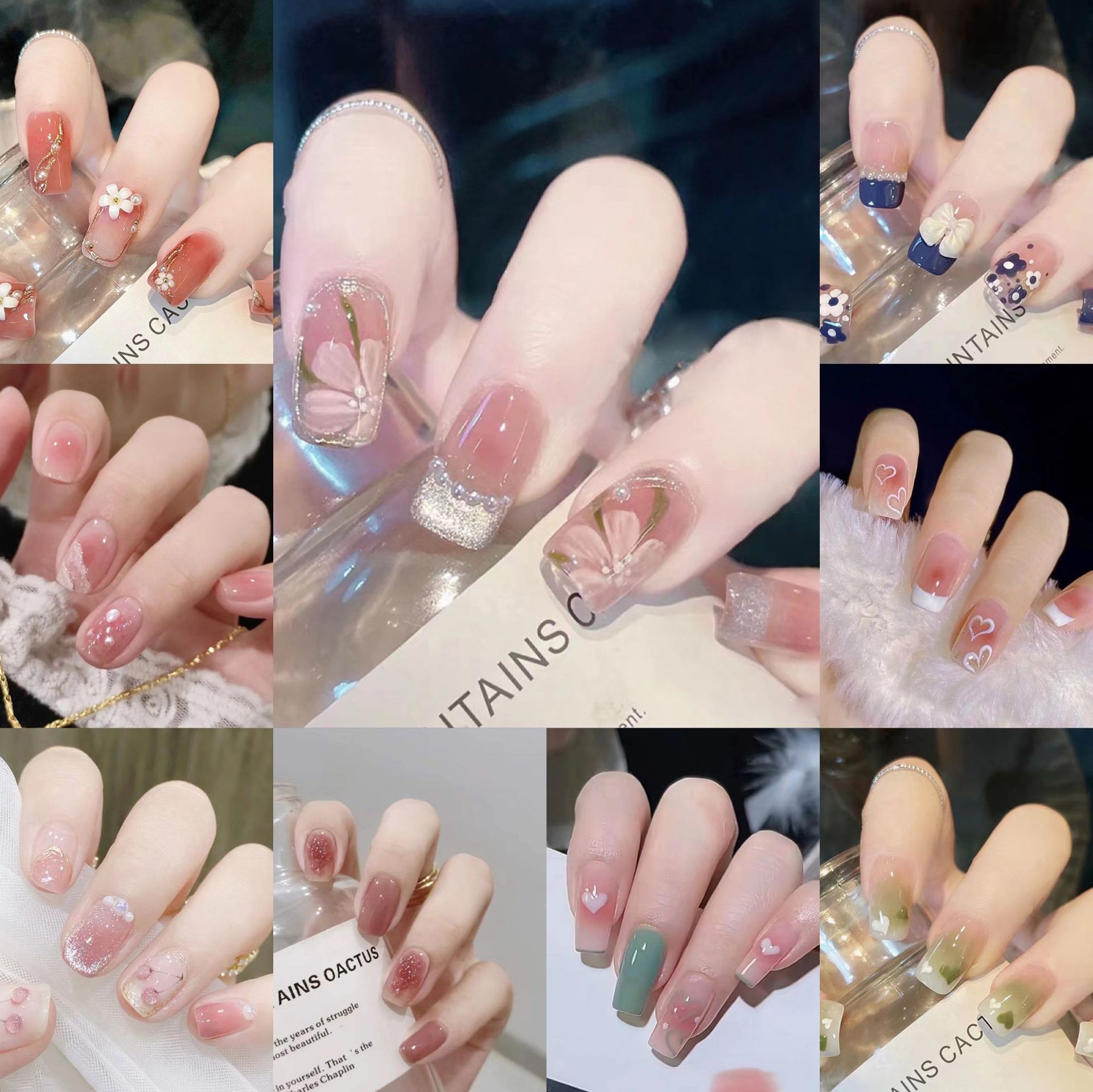 201·240栢格韵穿戴美甲甲片 镶钻多样式假指甲贴片成品 伴娘新娘