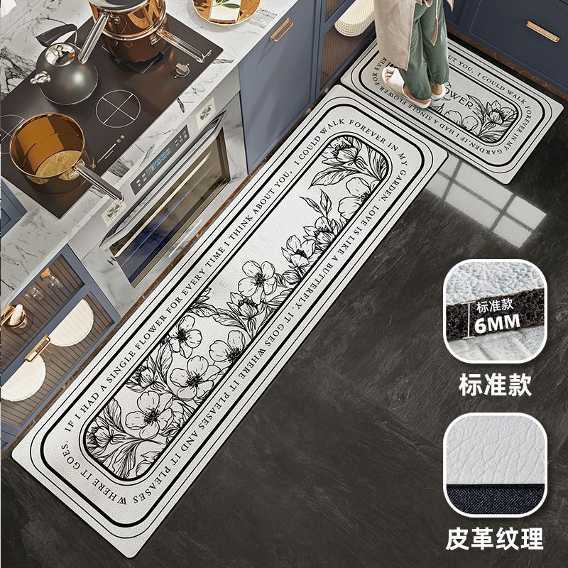 french entry lux leather erasable carpet washing cut-in kitchen stain-resistant floor mat sketch printing pvc floor mat