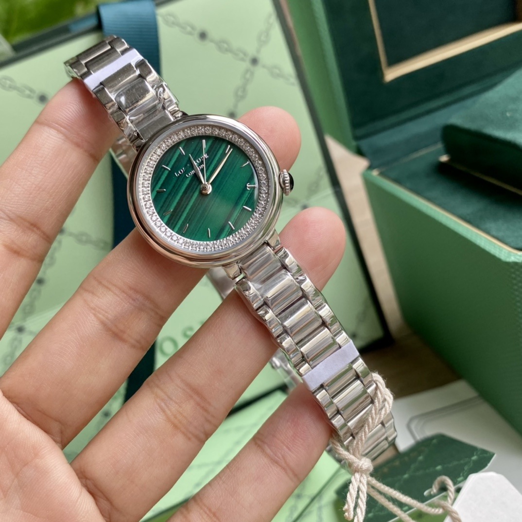 lola 罗拉rose江疏影同款小绿表镶钻女表钢带防水小众石英表爆款