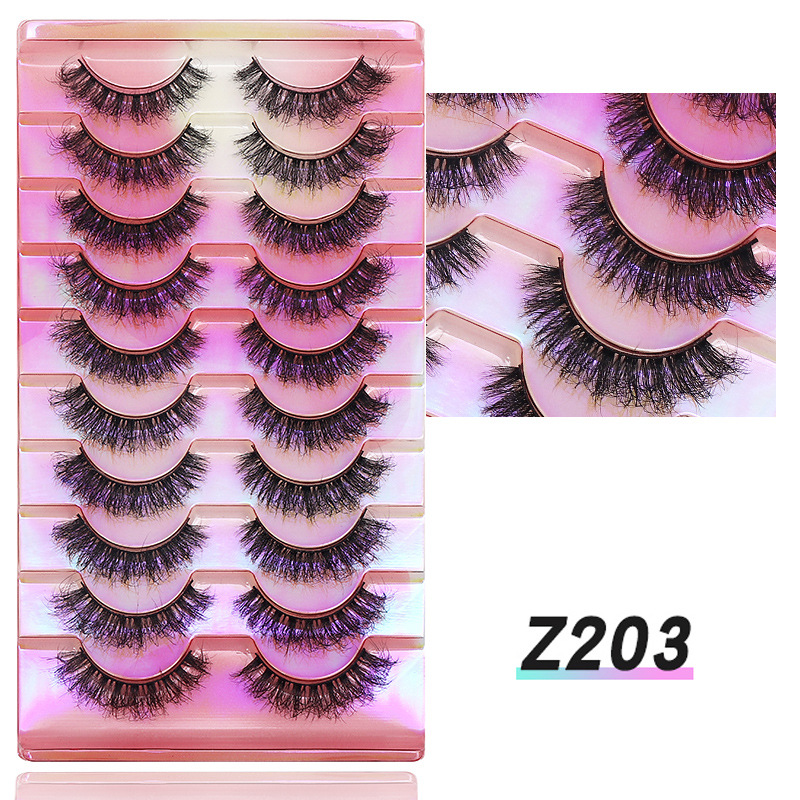 Dingsen False Eyelashes Manufacturers Cross-Border Stable Supply Explosion Eyelashes European and American Curling Eyelash 10 Pairs