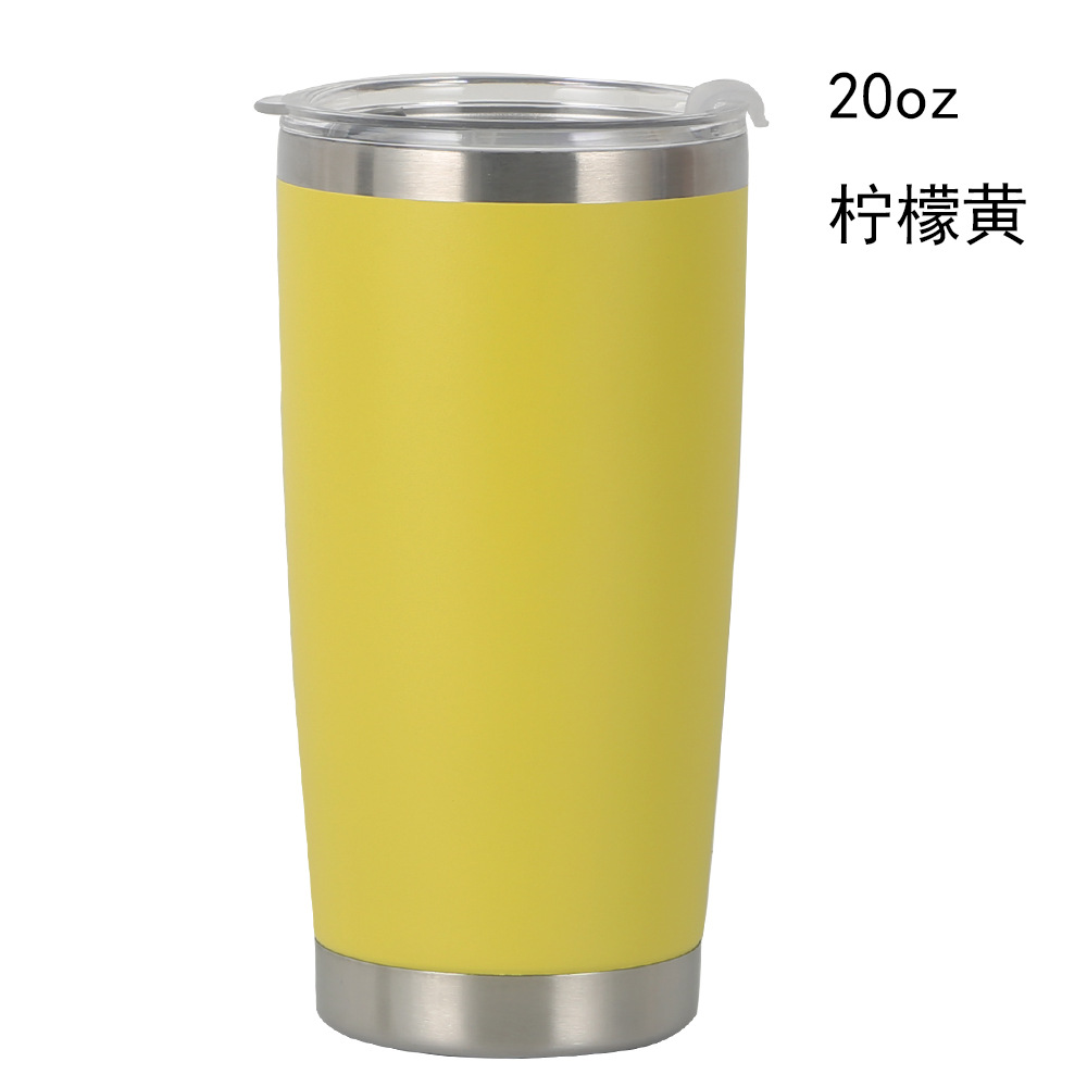 European and American New 20Oz Cup Amazon Cold Insulation Cup Stainless Steel 304 Plastic Spray Vehicle-Borne Cup Large Ice Cup