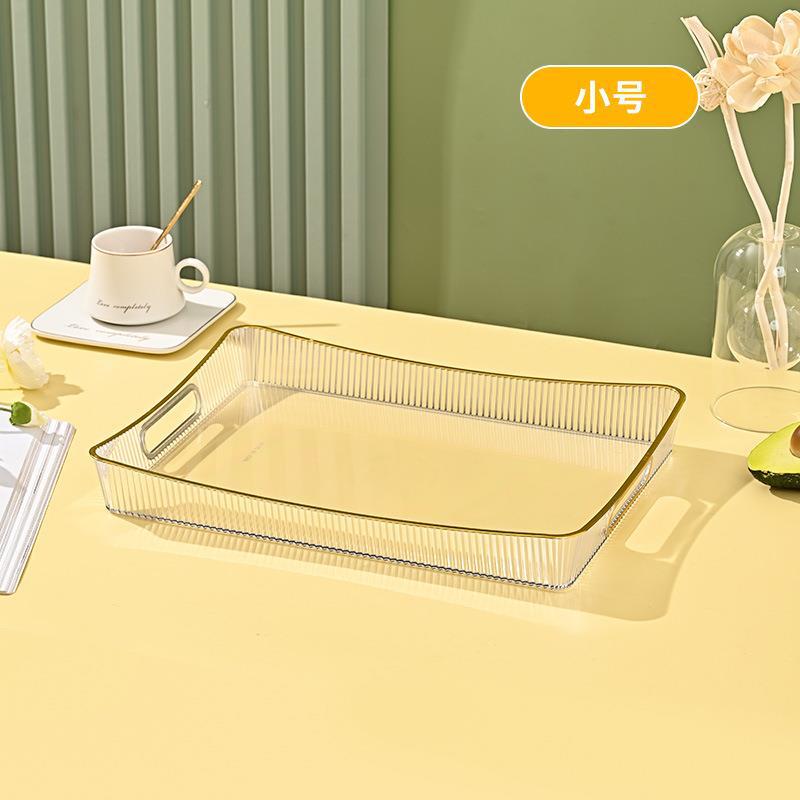 Light Luxury Tray Plastic Transparent Household Draining Teacup Water Cup Snack Tea Tray Rectangular Living Room Japanese Fruit Plate