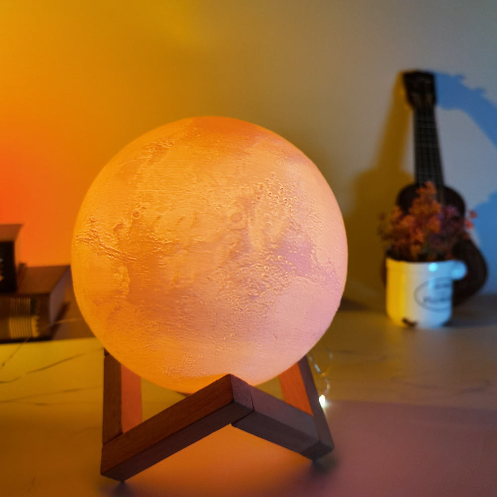 3d打印火星灯usb充电小台灯 创意遥控月球灯喂奶灯生日礼物小夜灯