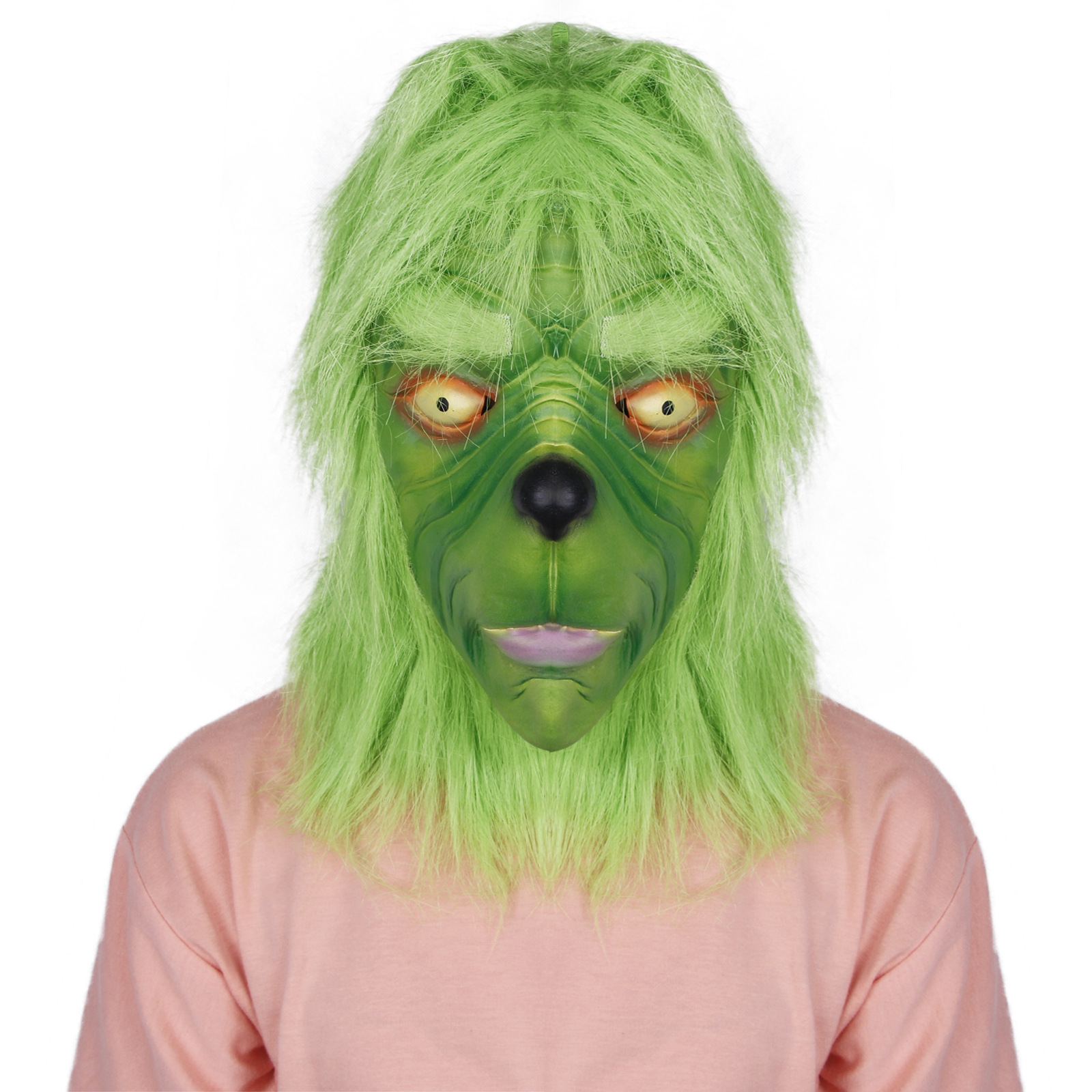 跨境爆款绿毛怪格林奇cosplay面具头套 万圣节装派对聚会扮演道具