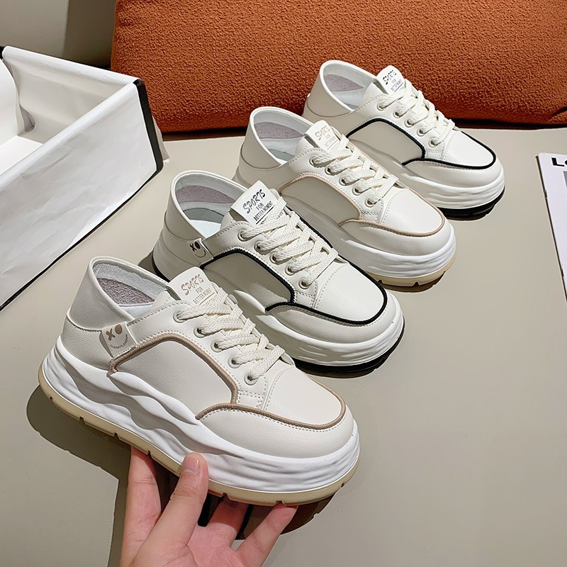 厚底小白鞋女2024新款轻便松糕底运动休闲板鞋时尚两穿单鞋女