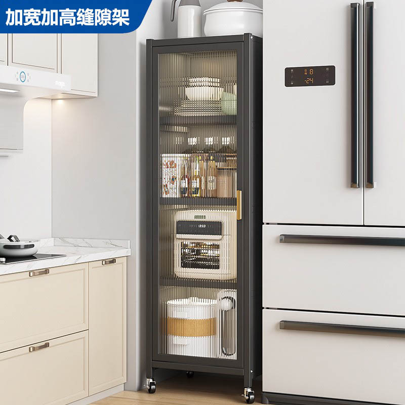 Kitchen Shelf Floor Storage Cabinet Locker Multi-Functional Microwave Pot Oven Cabinet Storage Rack with Cabinet Door