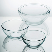 19N透明玻璃碗家用微波炉烤箱碗圆形大号甜品水果沙拉碗耐热泡面