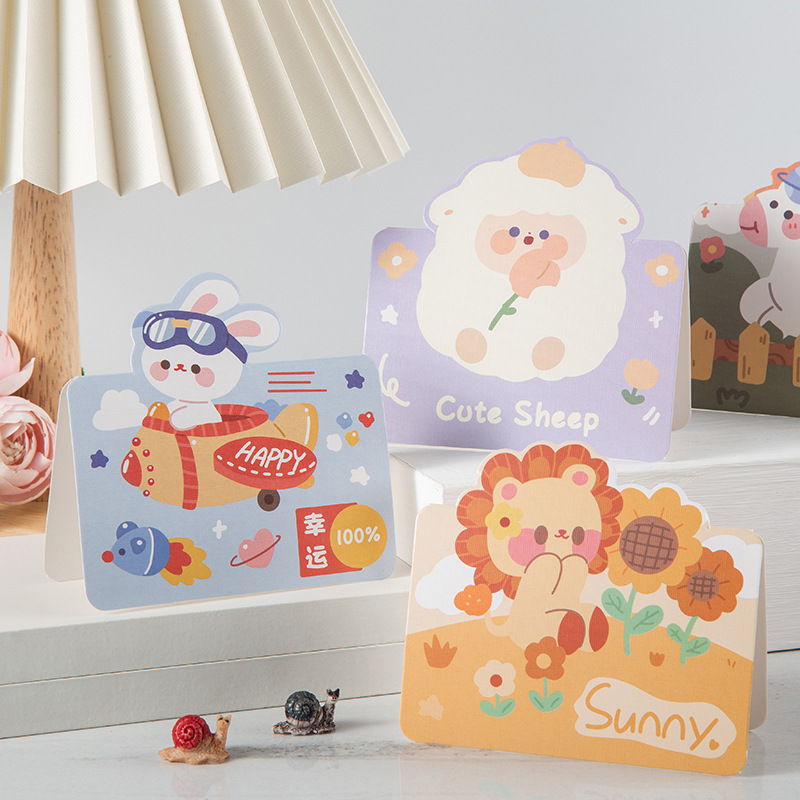 儿童节卡通动物贺卡生日贺卡情人节手伴礼活动节日送人卡片批发