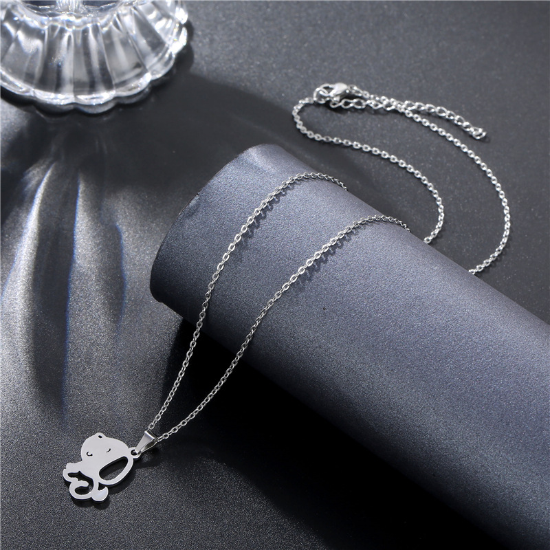 Stainless Steel Puppy Necklace Cute Girl Japanese Clavicle Chain Trending Cartoon Dog Necklace New Titanium Steel Jewelry