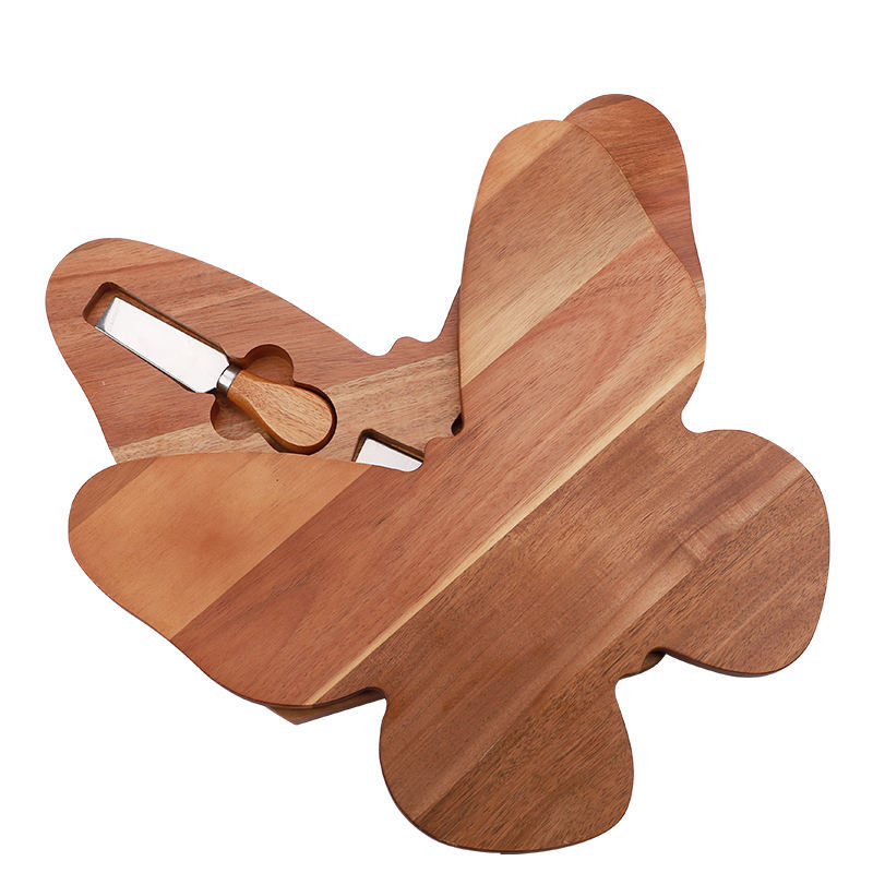 Acacia Mangium Cheese Board Creative Butterfly Shape Cheese Board Household Kitchen Multi-Purpose Cooked Food Chopping Board with Knives