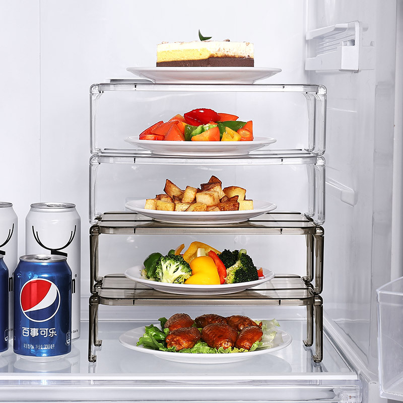 多功能冰箱分层置物架塑料隔层架子厨房剩菜分隔收纳架冰柜分层架