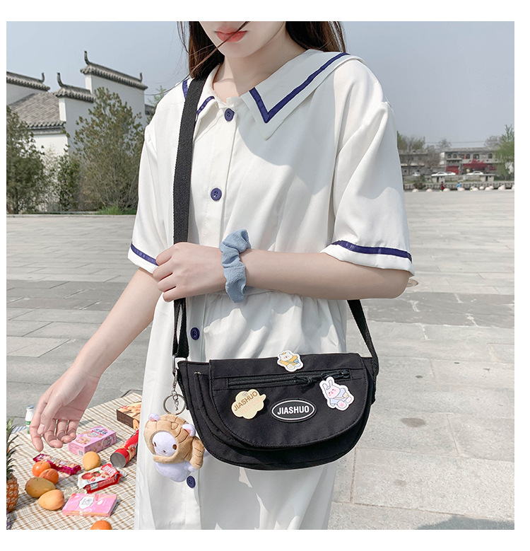 韩ins大容量工装斜挎包大学生上课包日系原宿韩版休闲书包单肩包