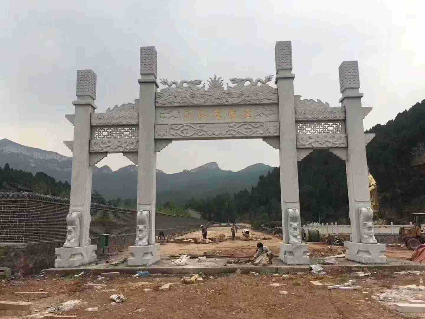 美丽乡村村口石雕牌楼石牌坊石门楼景区中式古建功德山门