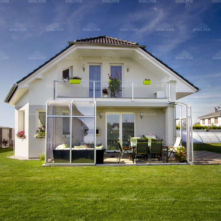 欧式别墅折叠铝合金庭院露台休闲遮阳屋防晒防雨智能可移动阳光房