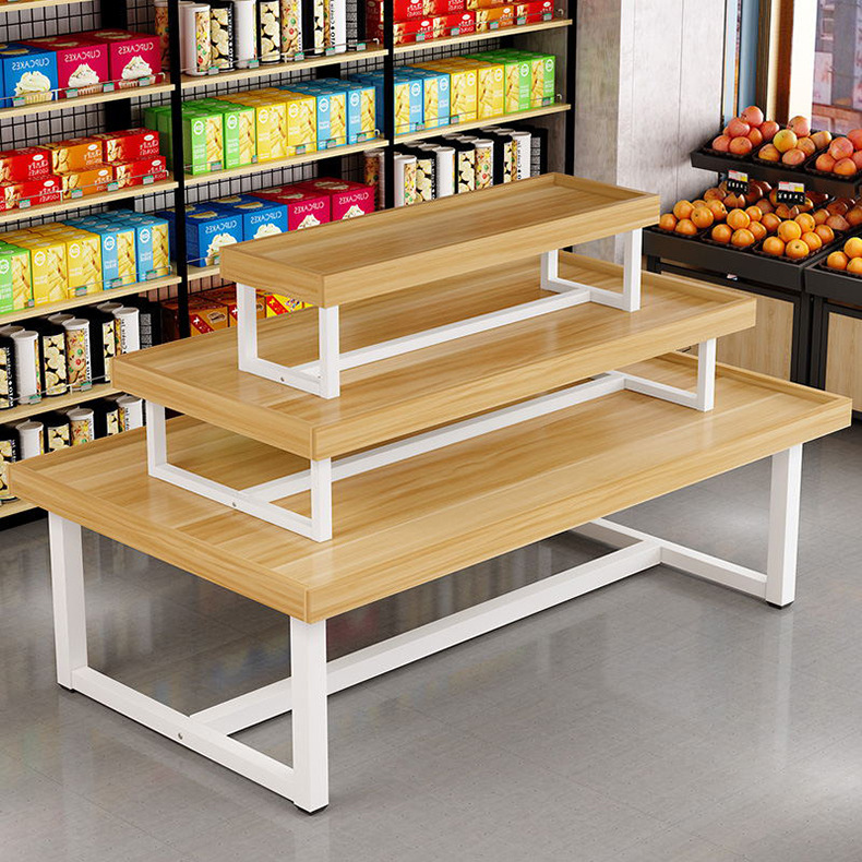 中岛柜展示台三层流水货物台超市食品架商场货架文具店货架