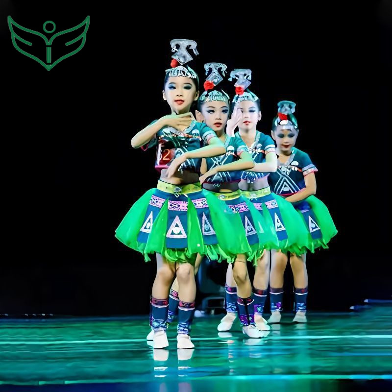 儿童铃呦灵苗族演出服瑶山彩云飞女童彝族瑶族三月三表演服民族风