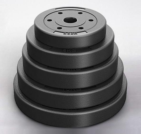 环保杠铃片包胶小孔配重片5公斤10kg健身家用扛铃加重通用哑铃片