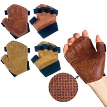 Cowhide Ventilated Weight Lifting Gloves Men Women Gym跨境专